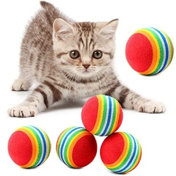 2 ADET GÖKKUŞAĞI RENKLI KEDI KÖPEK OYUN TOPU