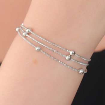 316L Çelik Gümüş Renk Minimal Top Figür Kadın Bileklik