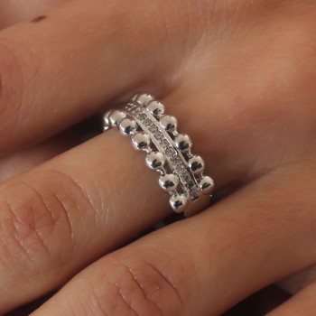 Gümüş Renk Zirkon Taşlı Kadın Yüzük